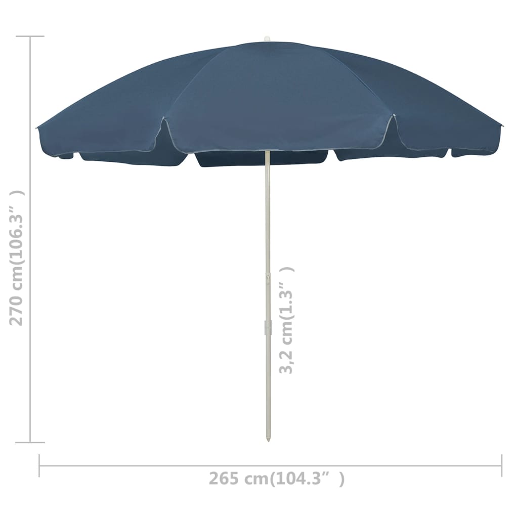 vidaXL Beach Parasol Blue 300 cm