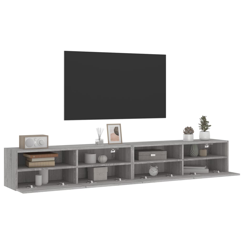 vidaXL TV Wall Cabinets 2 pcs Grey Sonoma 100x30x30 cm Engineered Wood