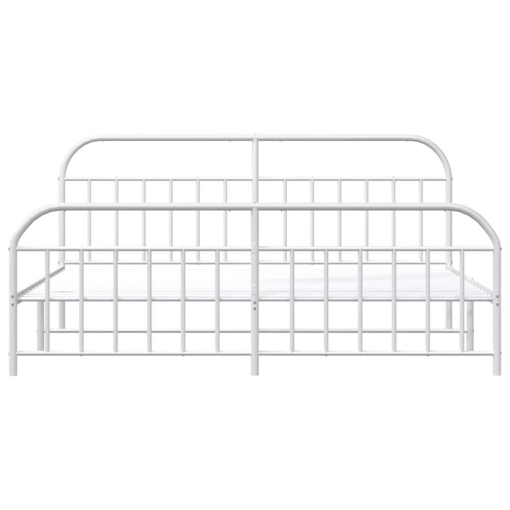 vidaXL Metal Bed Frame without Mattress with Footboard White 193x203 cm