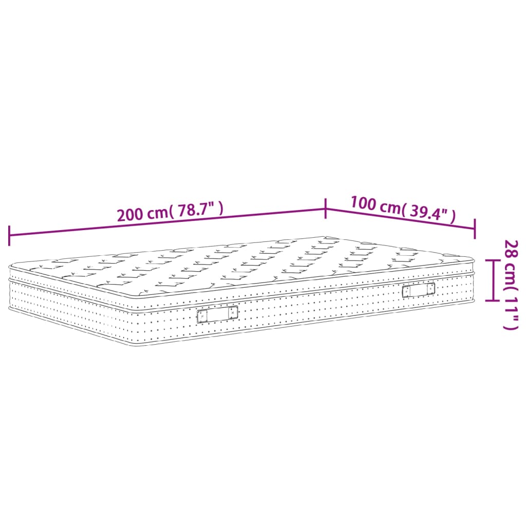 vidaXL Pocket Spring Mattress Medium Plus 100x200 cm