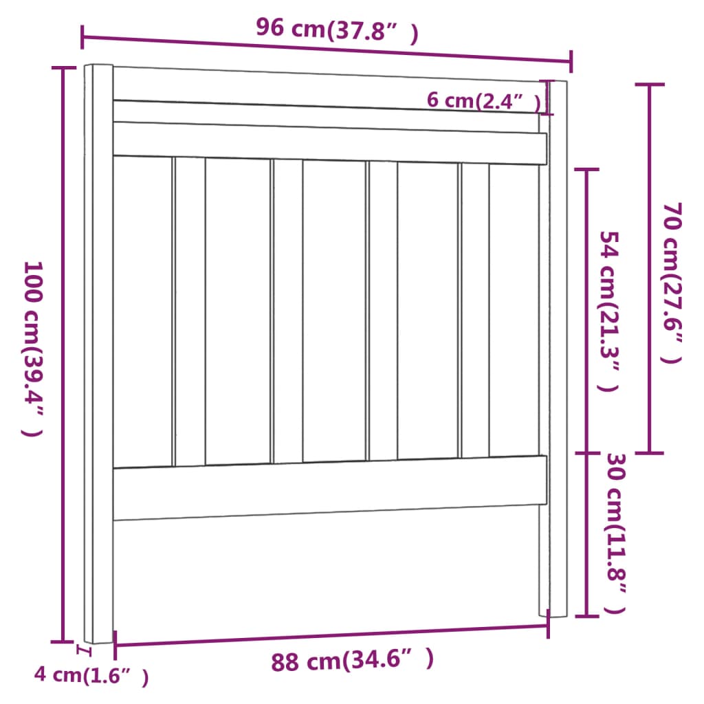 vidaXL Bed Headboard 96x4x100 cm Solid Wood Pine