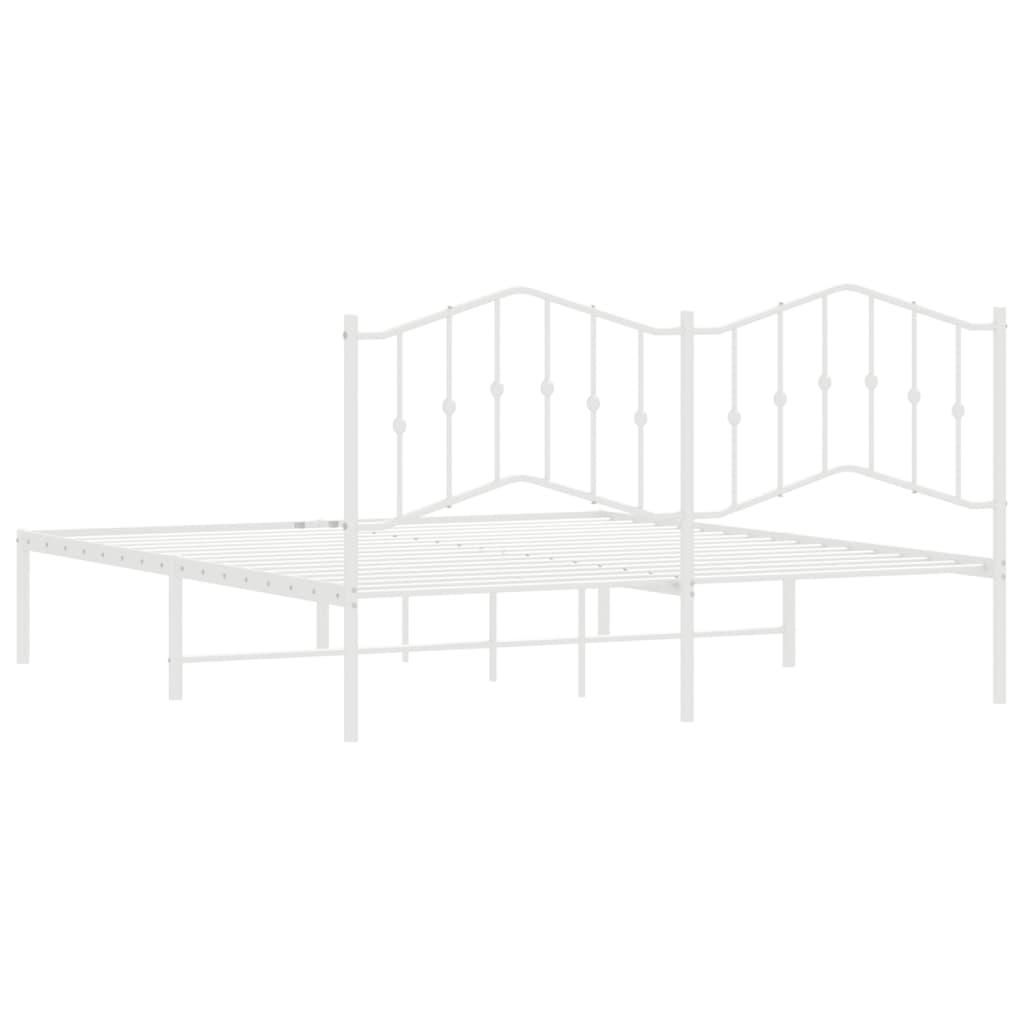 vidaXL Metal Bed Frame without Mattress with Headboard White 183x213 cm