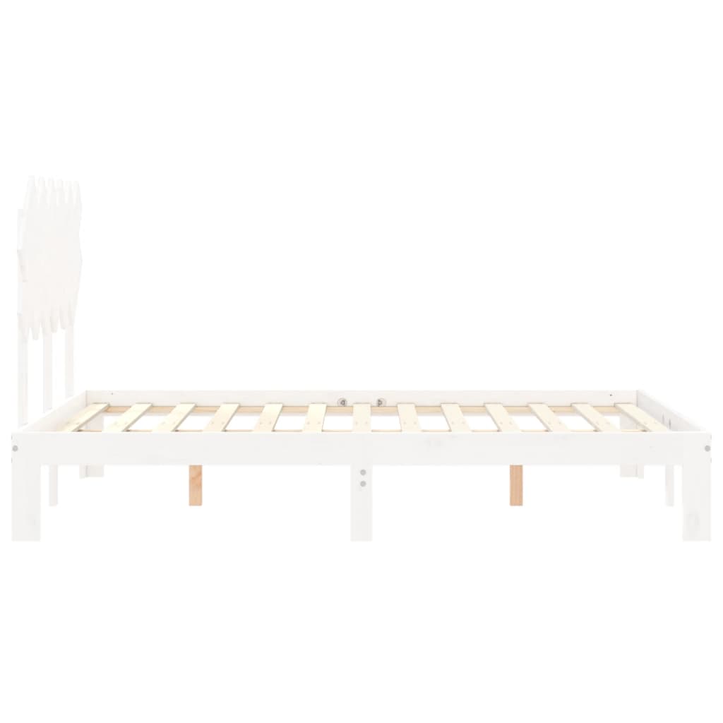 vidaXL Bed Frame without Mattress White Double Solid Wood Pine