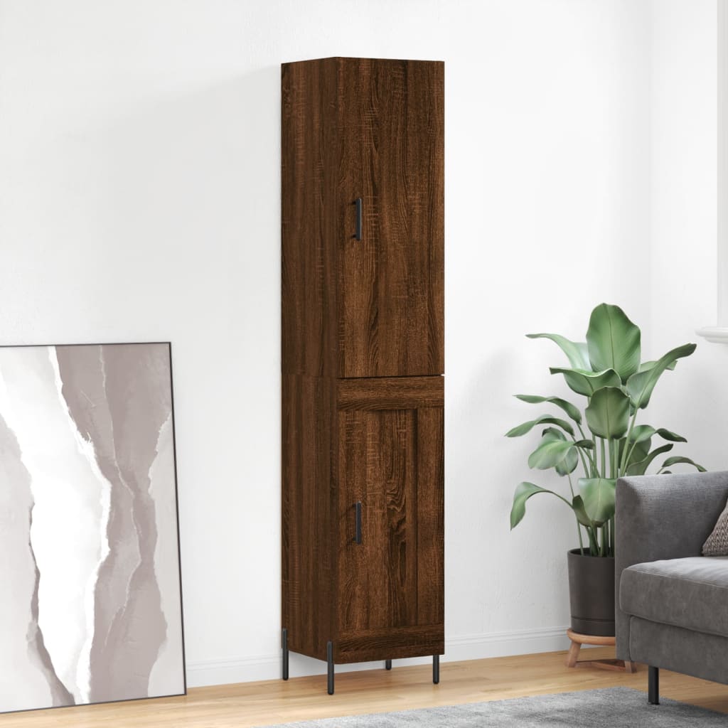 vidaXL Highboard Brown Oak 34.5x34x180 cm Engineered Wood