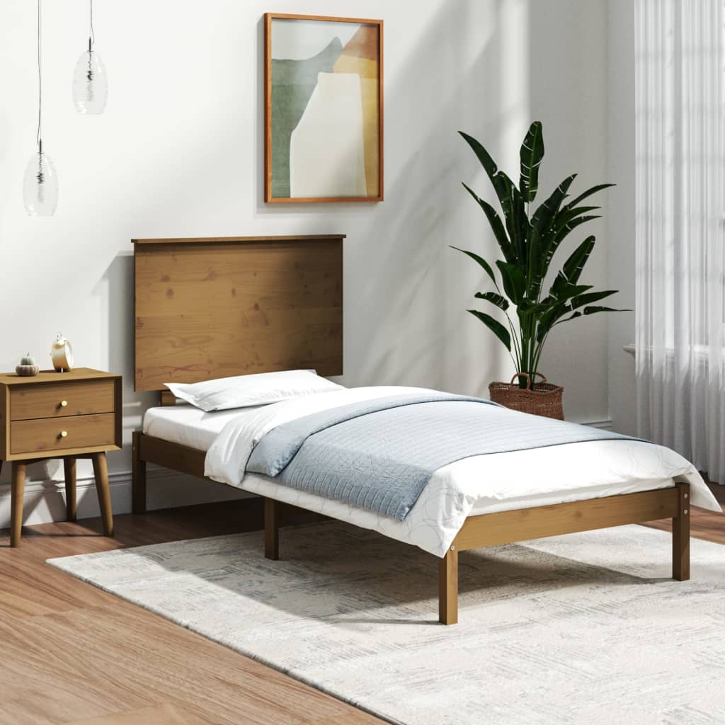 vidaXL Bed Frame without Mattress Honey Brown 75x190 cm Small Single Solid Wood