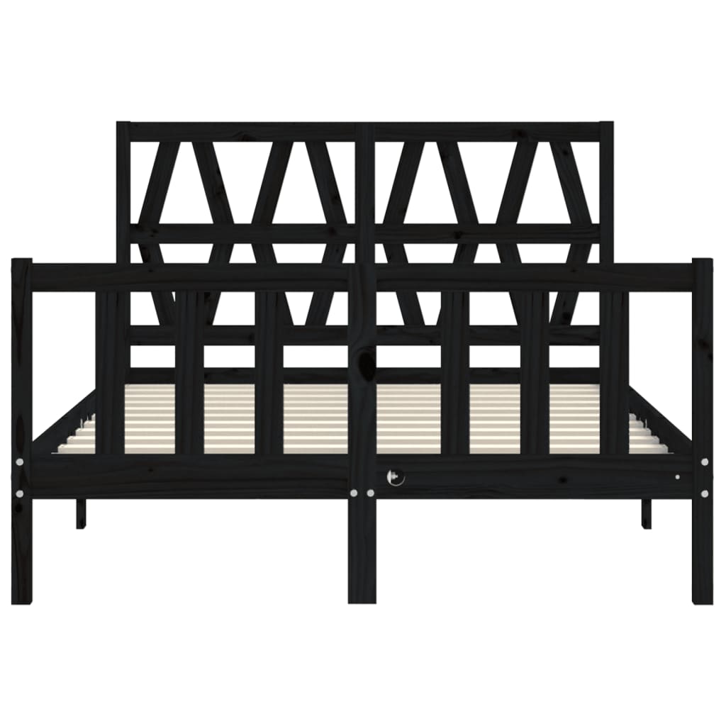 vidaXL Bed Frame without Mattress Black 140x200 cm Solid Wood Pine