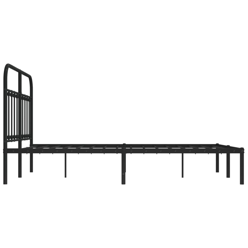 vidaXL Metal Bed Frame without Mattress with Headboard Black 140x190 cm