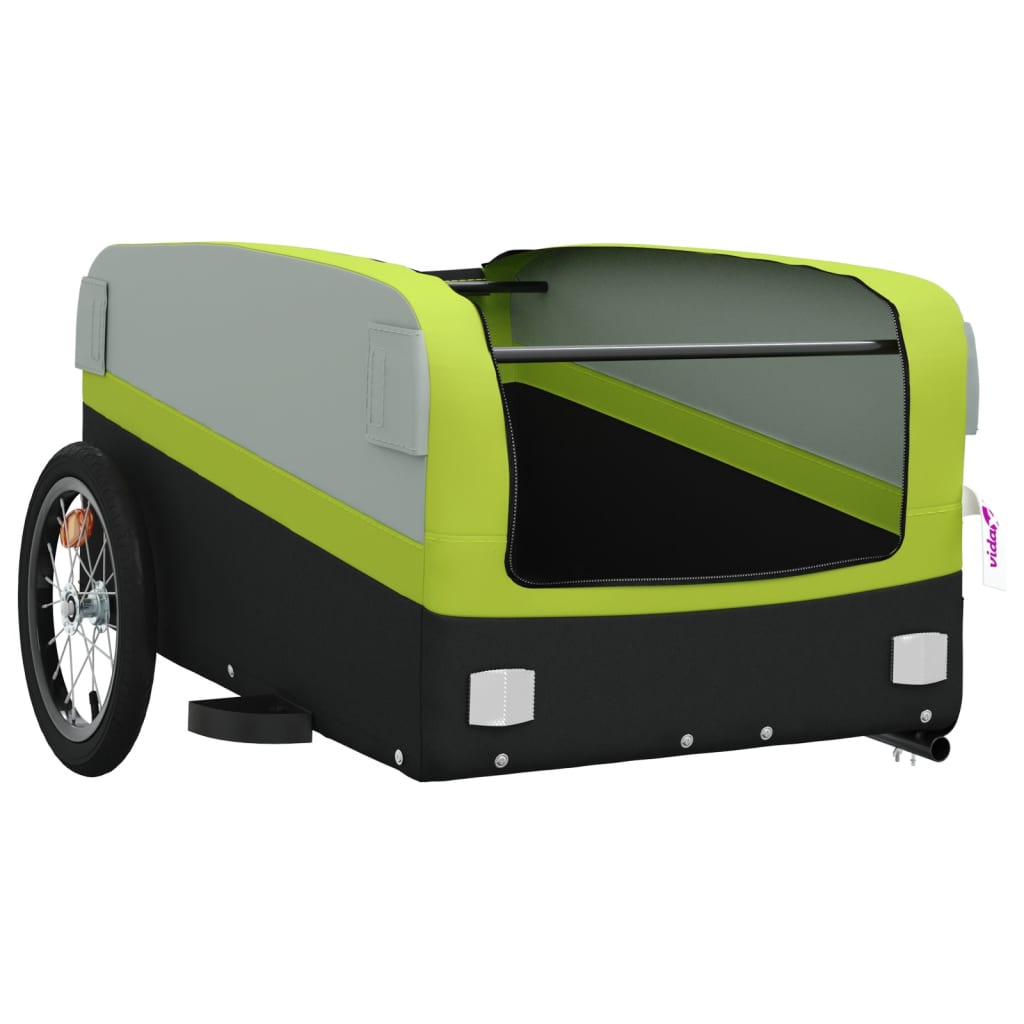 vidaXL Bike Trailer Black and Green 45 kg Iron