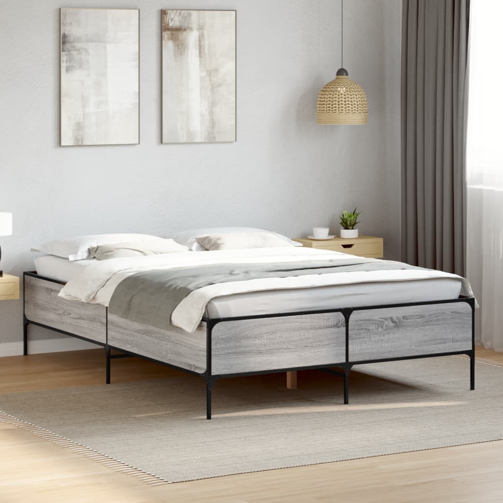 vidaXL Bed Frame without Mattress Grey Sonoma 160x200 cm