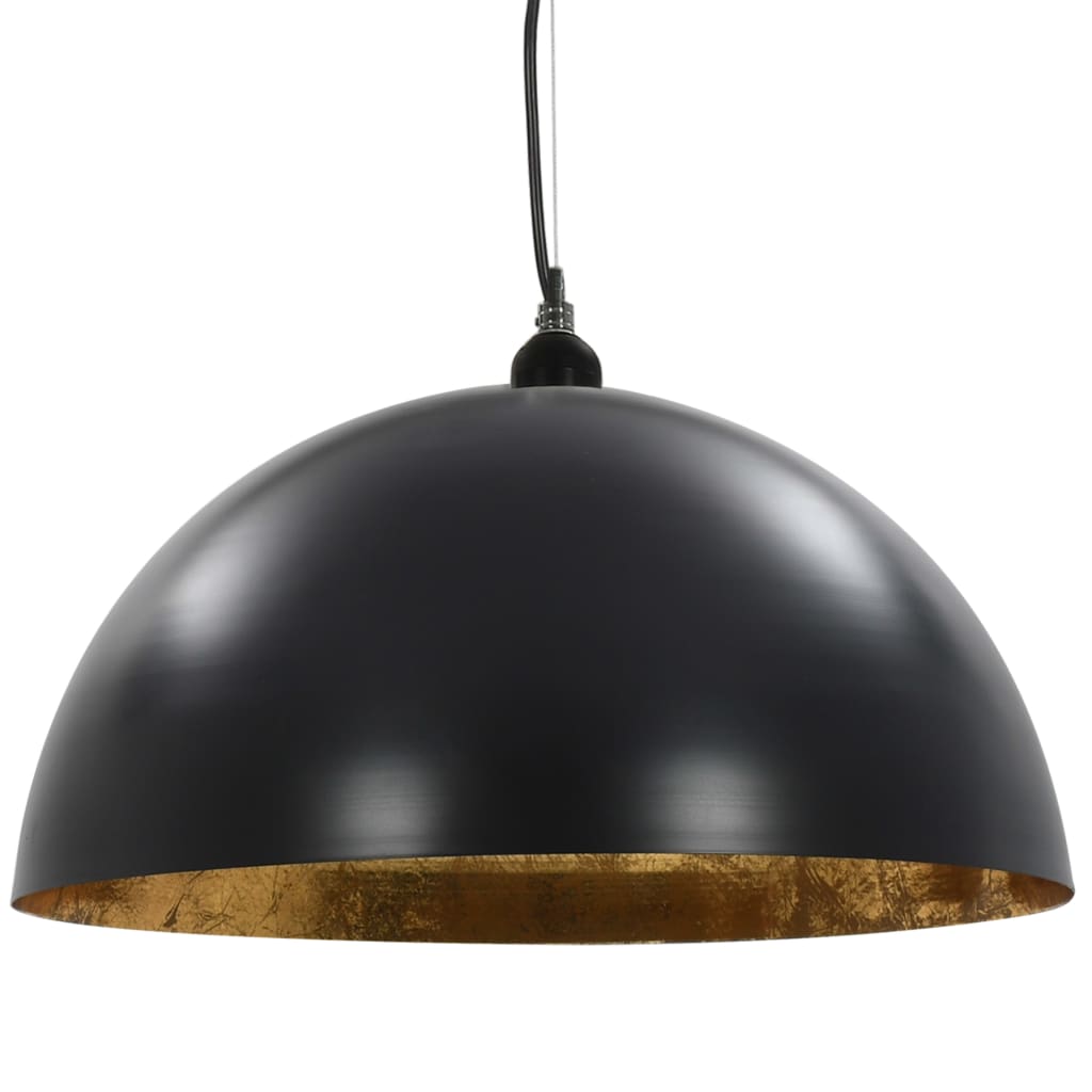 vidaXL Ceiling Lamps 2 pcs Black and Gold Semi-spherical 50 cm E27