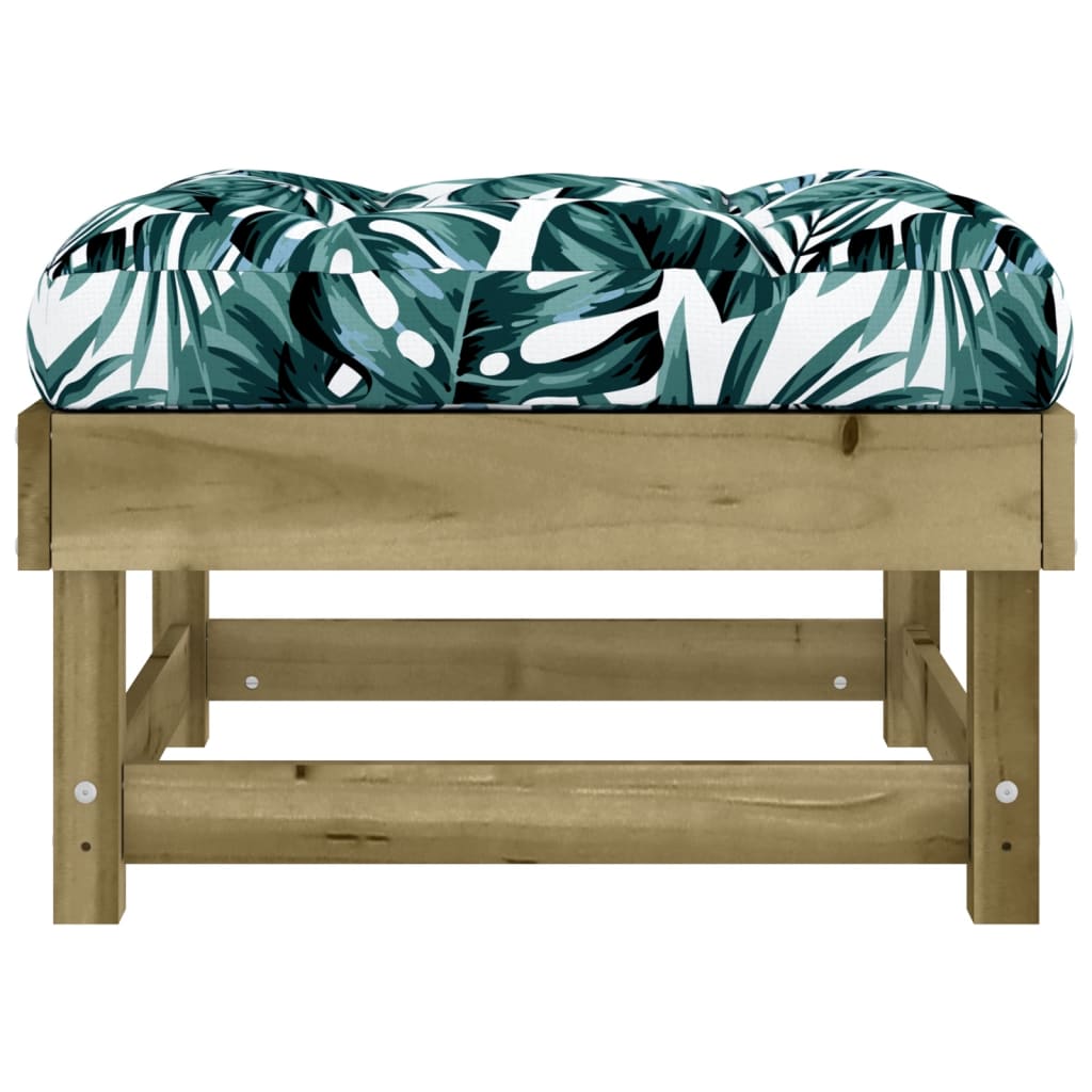 vidaXL Garden Footstool with Cushion Impregnated Wood Pine