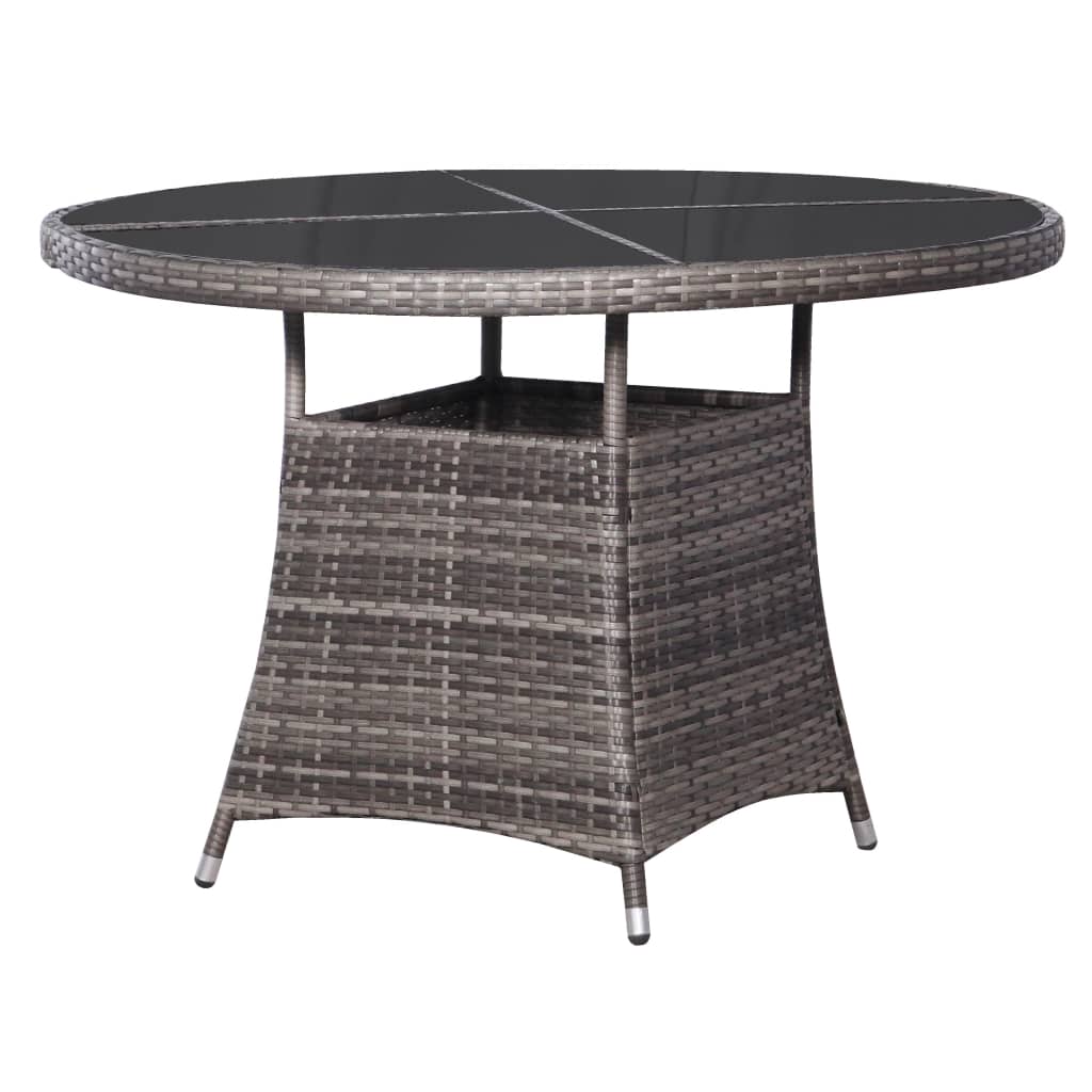 vidaXL Garden Table Grey Ø110x74 cm Poly Rattan