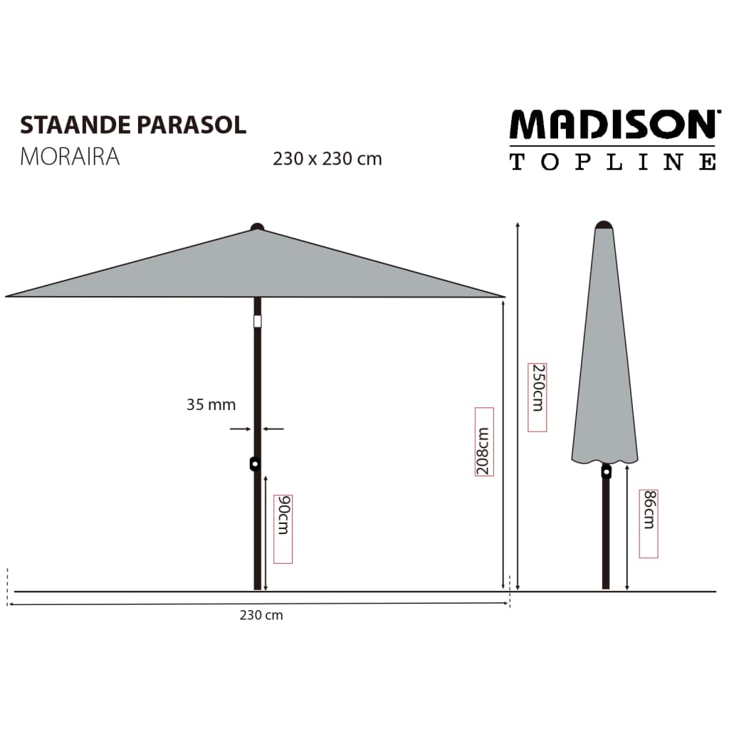 Madison Garden Parasol Mykanos 250 cm Taupe