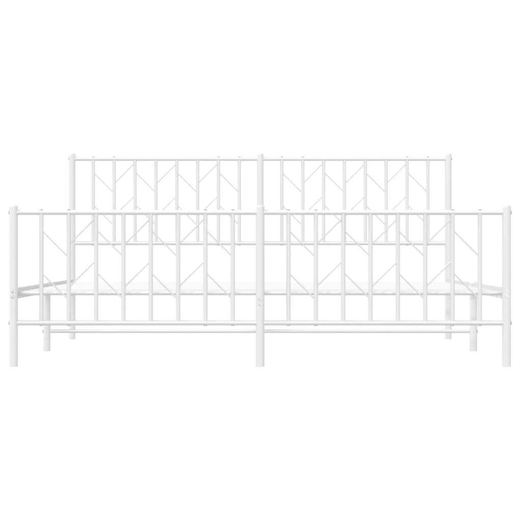 vidaXL Metal Bed Frame without Mattress with Footboard White 183x213 cm