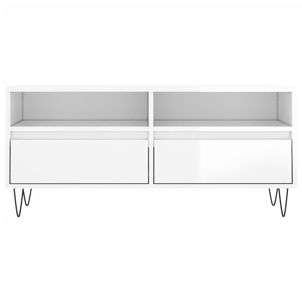 vidaXL TV Cabinet High Gloss White 100x34.5x44.5 cm Engineered Wood