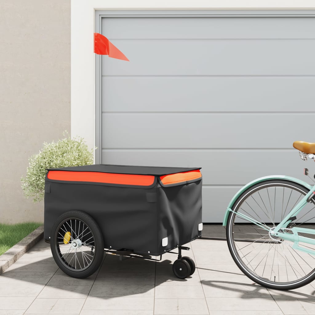 vidaXL Bike Trailer Black and Orange 45 kg Iron