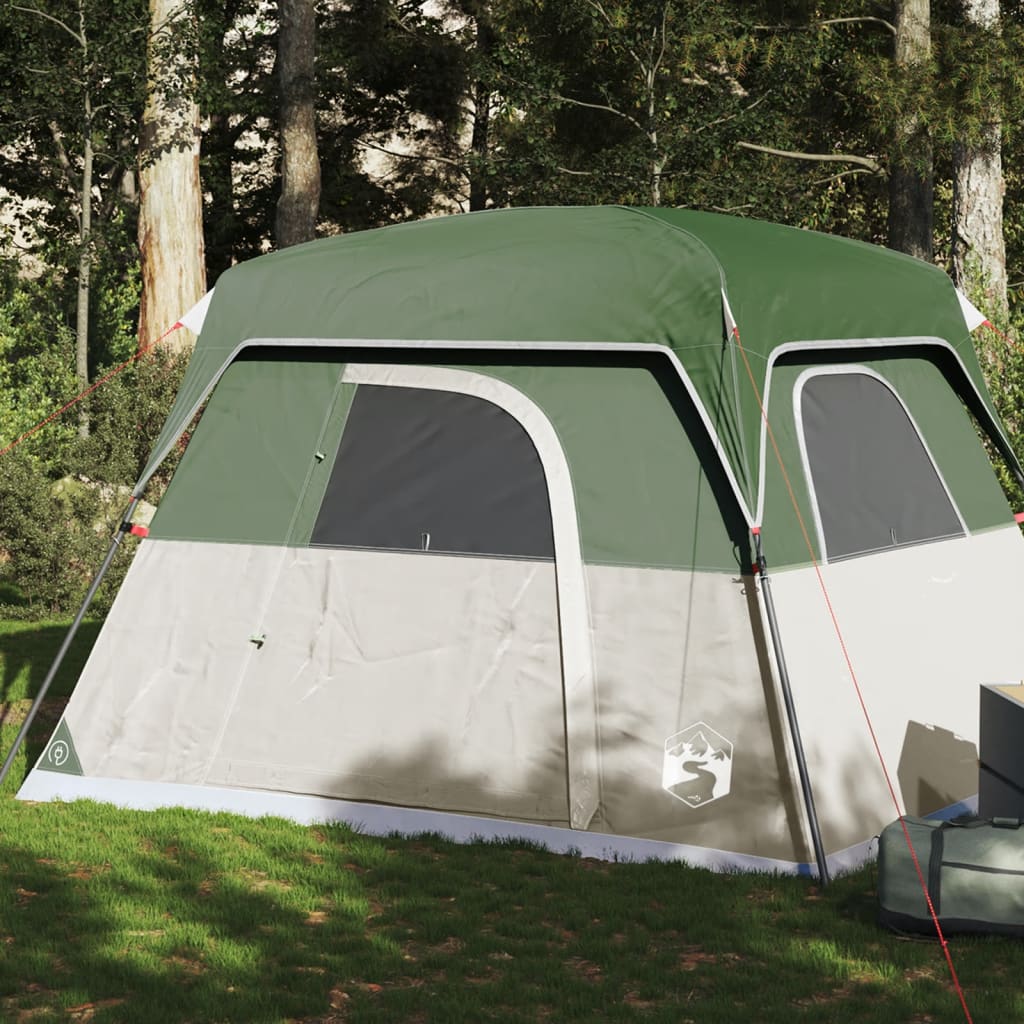 vidaXL Camping Tent Cabin 4-Person Green Waterproof