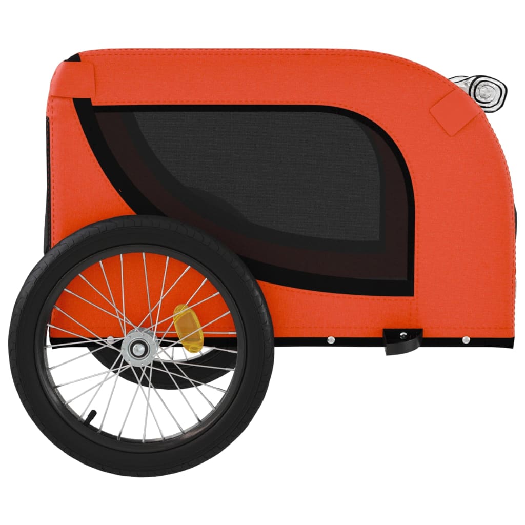 vidaXL Pet Bike Trailer Orange and Black Oxford Fabric and Iron