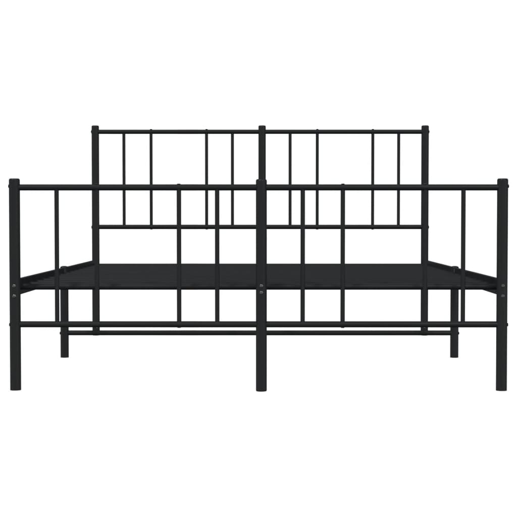 vidaXL Metal Bed Frame without Mattress with Footboard Black 120x200 cm