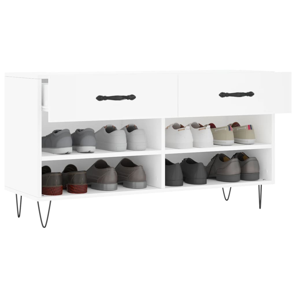 vidaXL Shoe Bench White 102x35x55 cm Engineered Wood