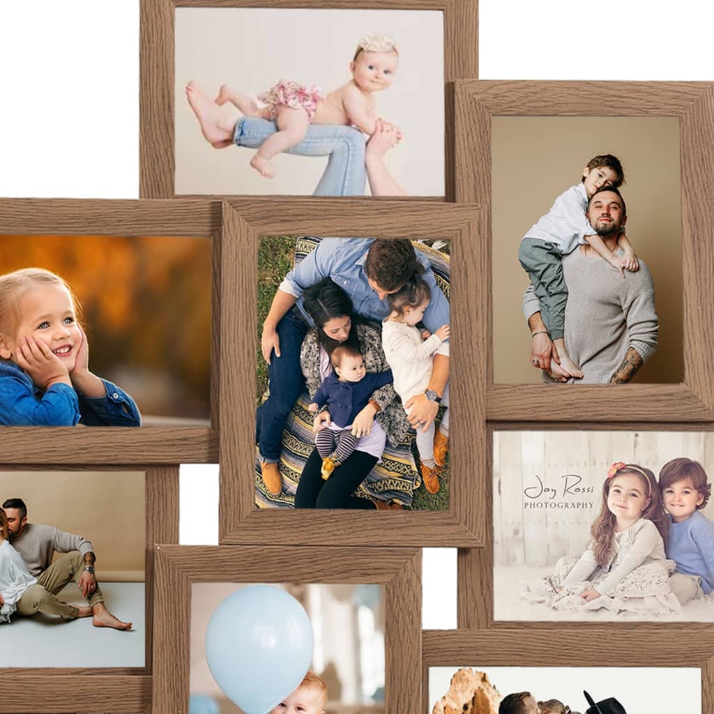 vidaXL Collage Photo Frame for 10x(13x18 cm) Picture Light Brown MDF