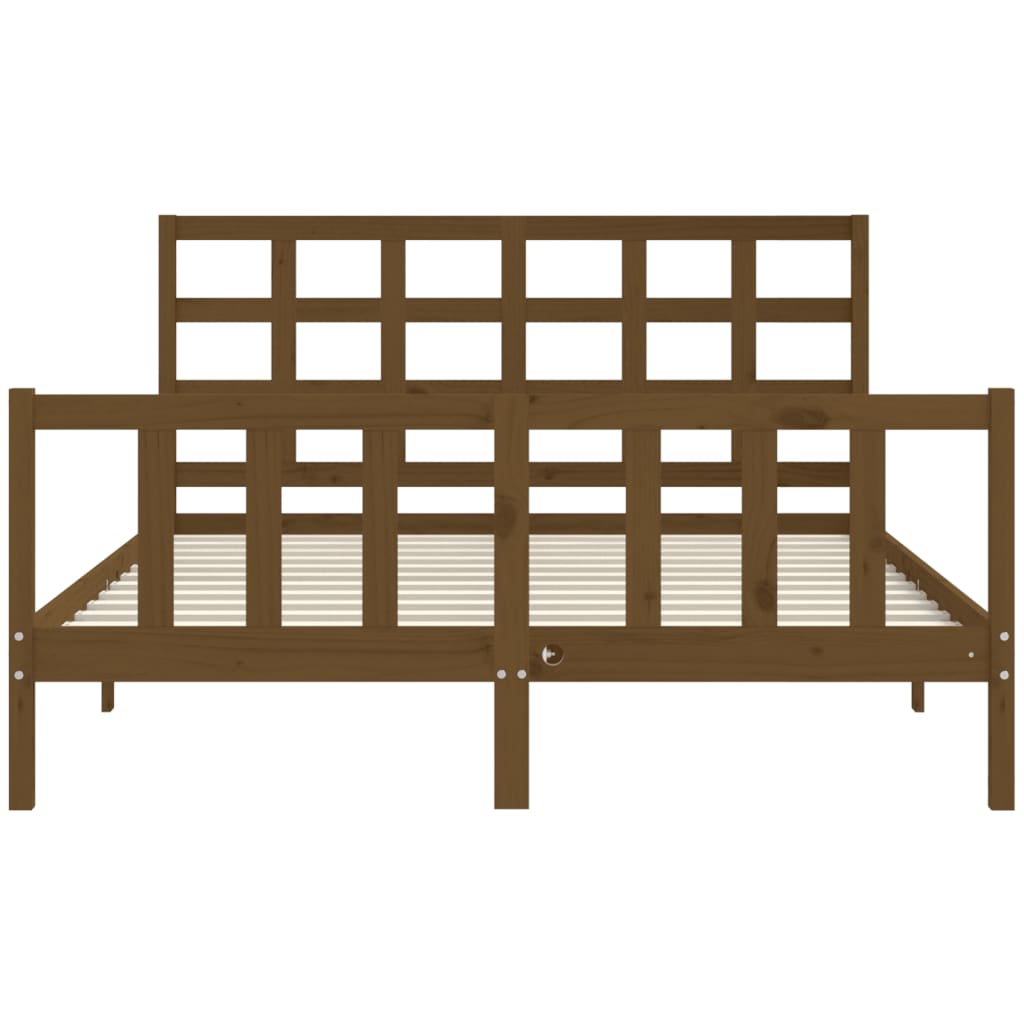 vidaXL Bed Frame without Mattress Honey Brown King Size Solid Wood Pine