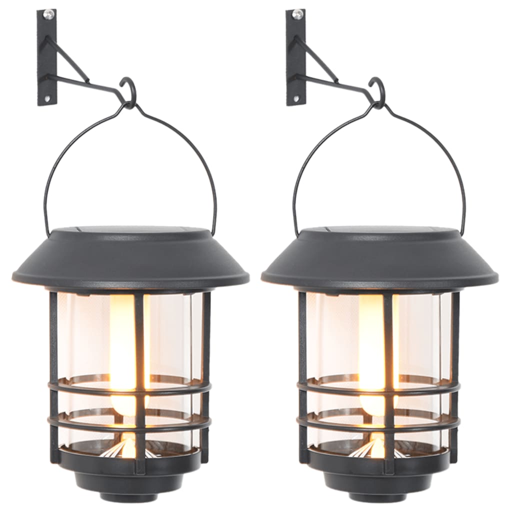 vidaXL Solar Outdoor Wall Lanterns 2 pcs Warm White Flickering Flame