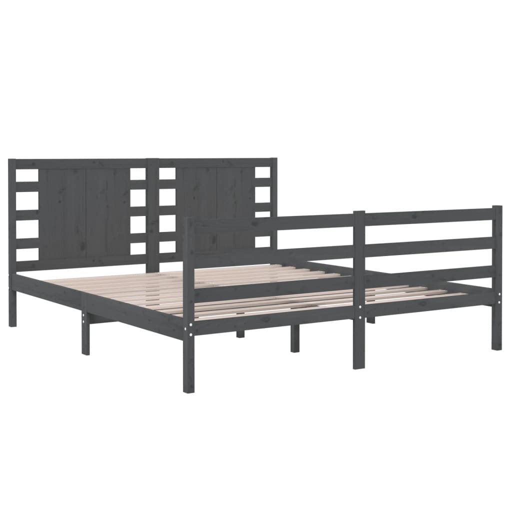 vidaXL Bed Frame without Mattress Grey 140x190 cm Solid Wood Pine