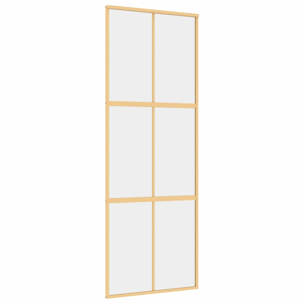 vidaXL Sliding Door Gold 76x205 cm Clear ESG Glass and Aluminium