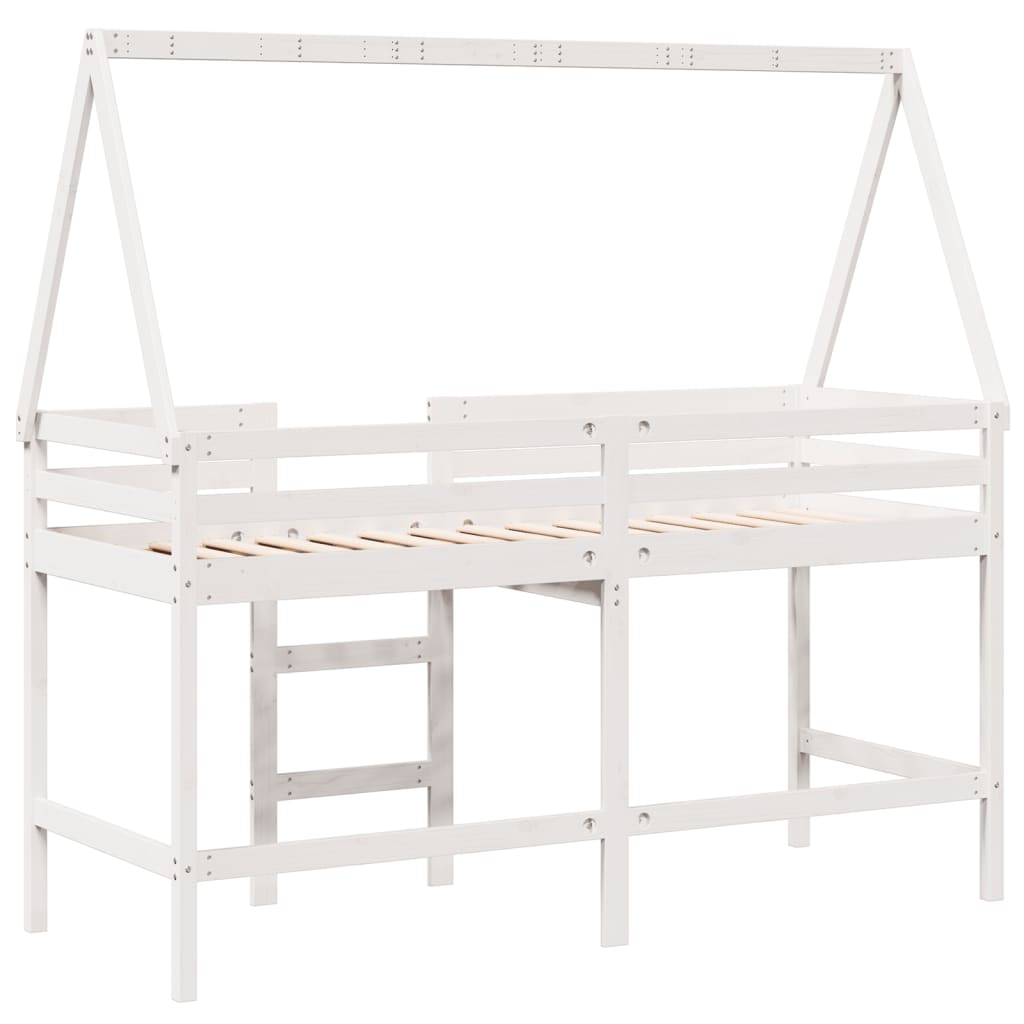 vidaXL Loft Bed with Ladder and Roof without Mattress White 80x200 cm