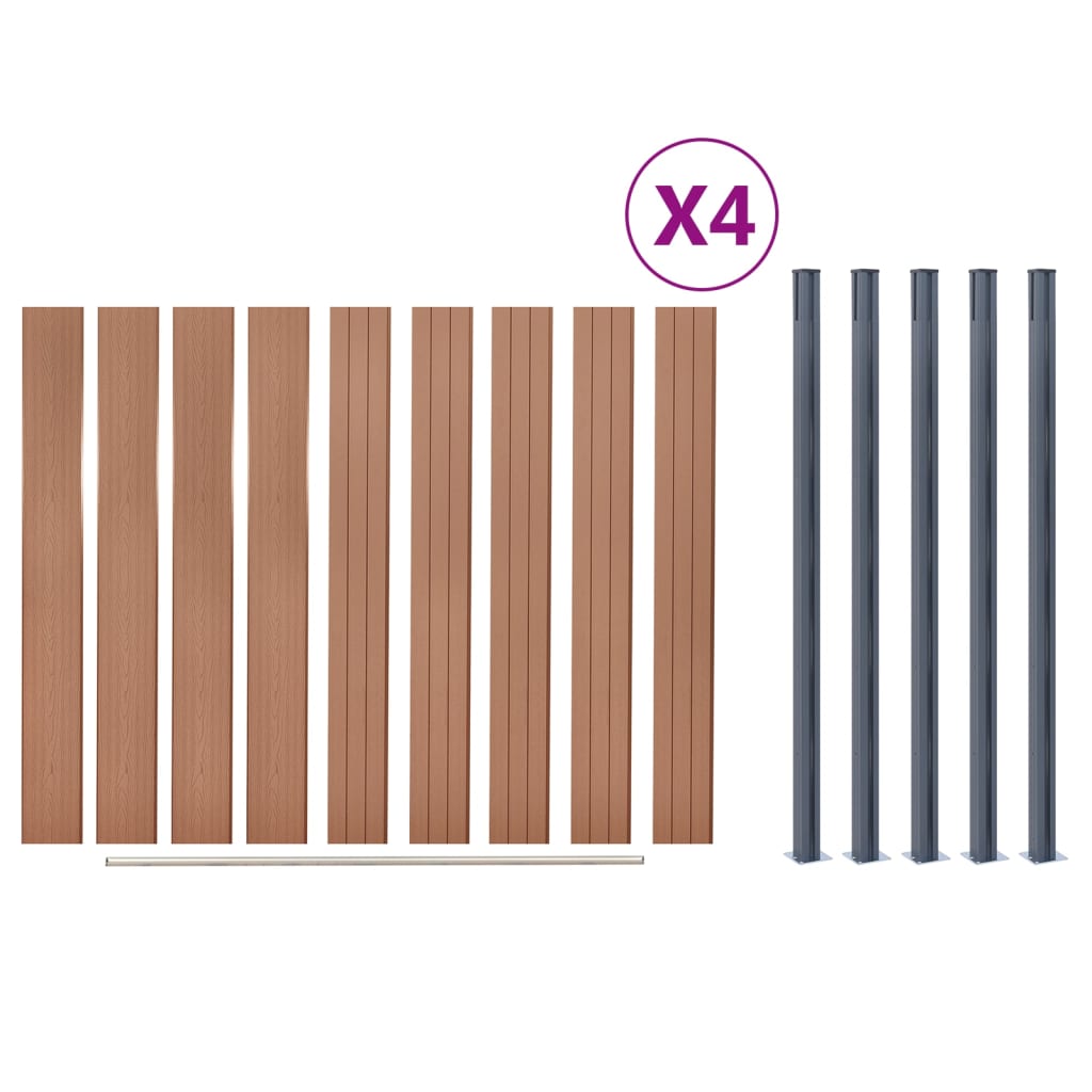 vidaXL Fence Panel Set Brown 699x186 cm WPC