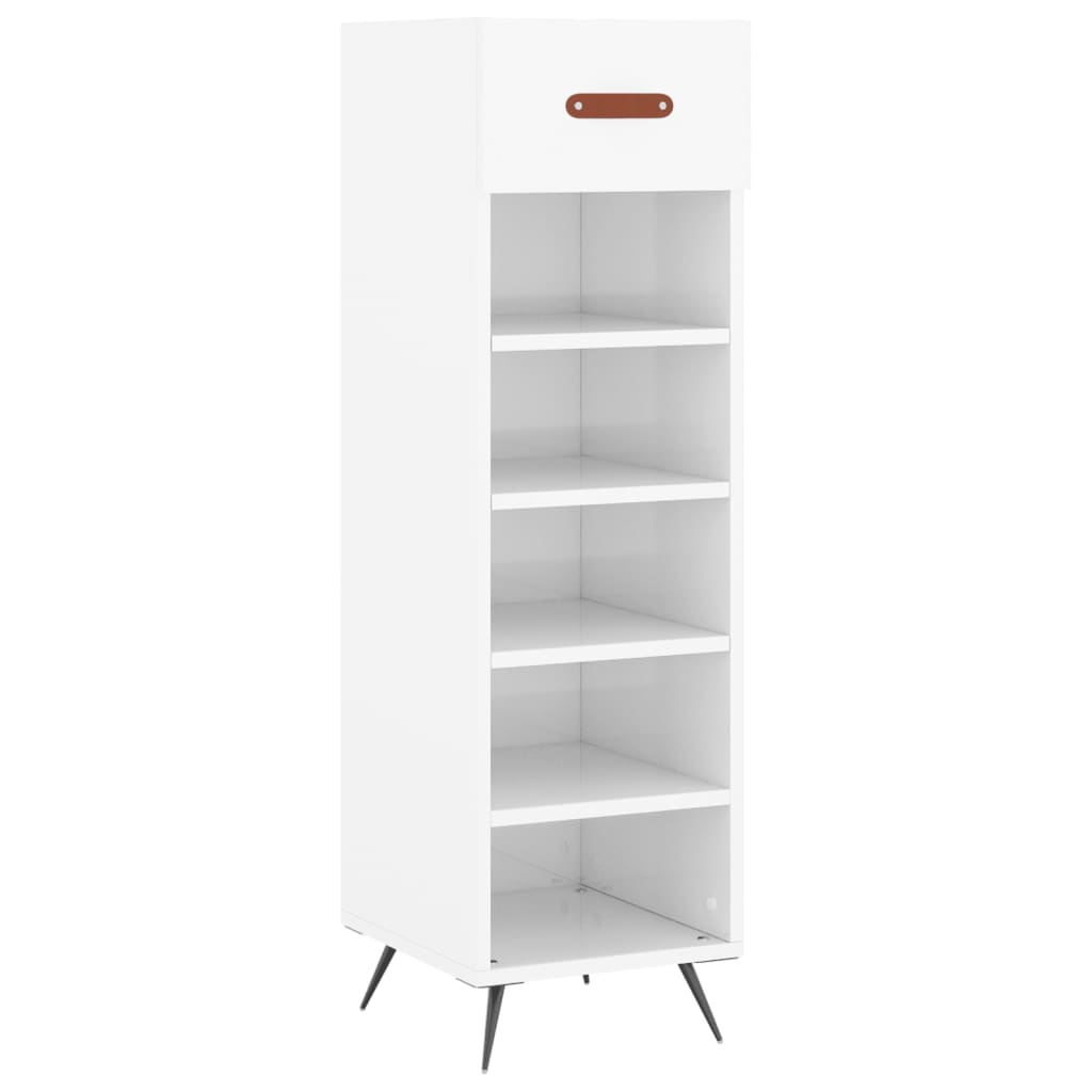 vidaXL Shoe Cabinet High Gloss White 30x35x105 cm Engineered Wood