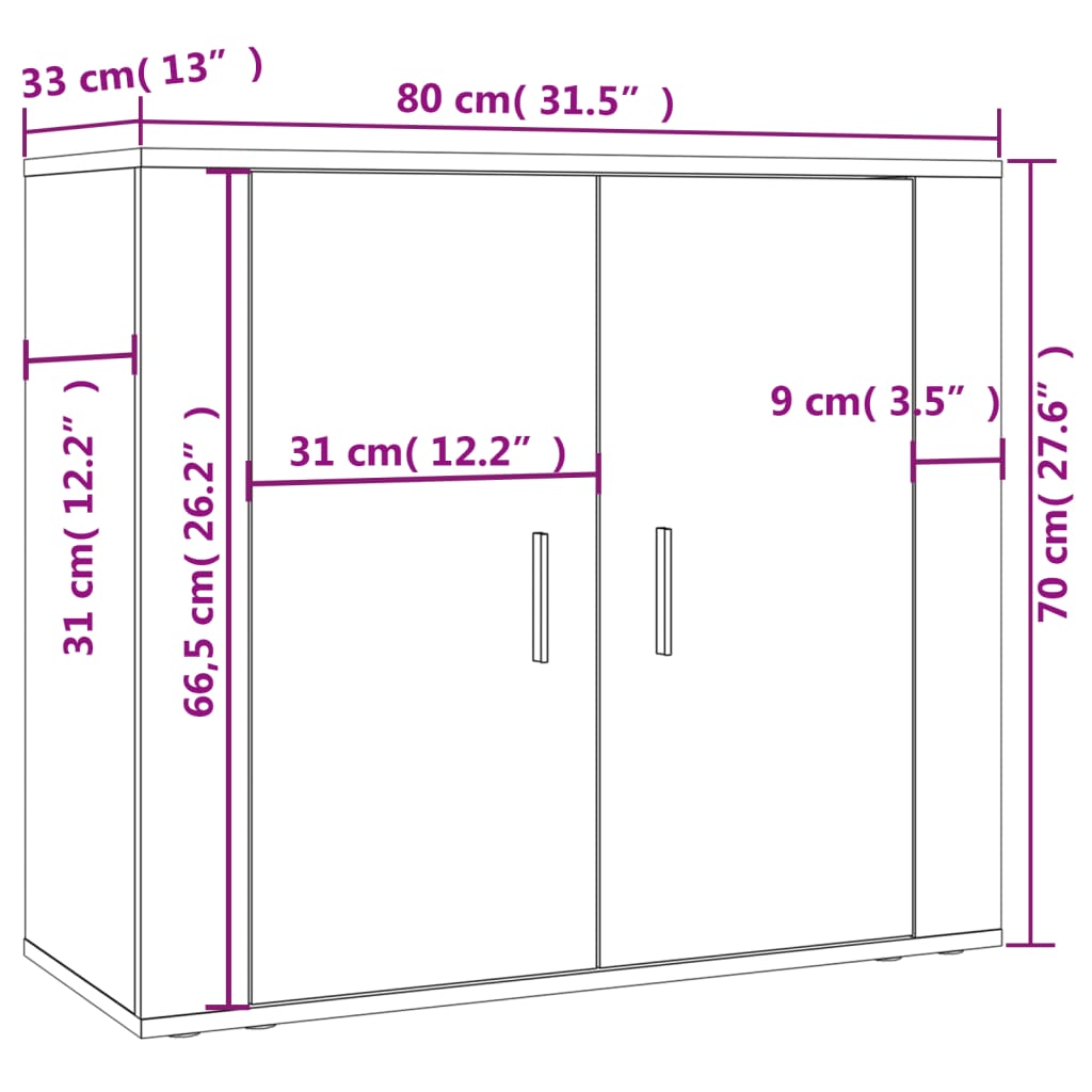 vidaXL Highboard Grey Sonoma Engineered Wood