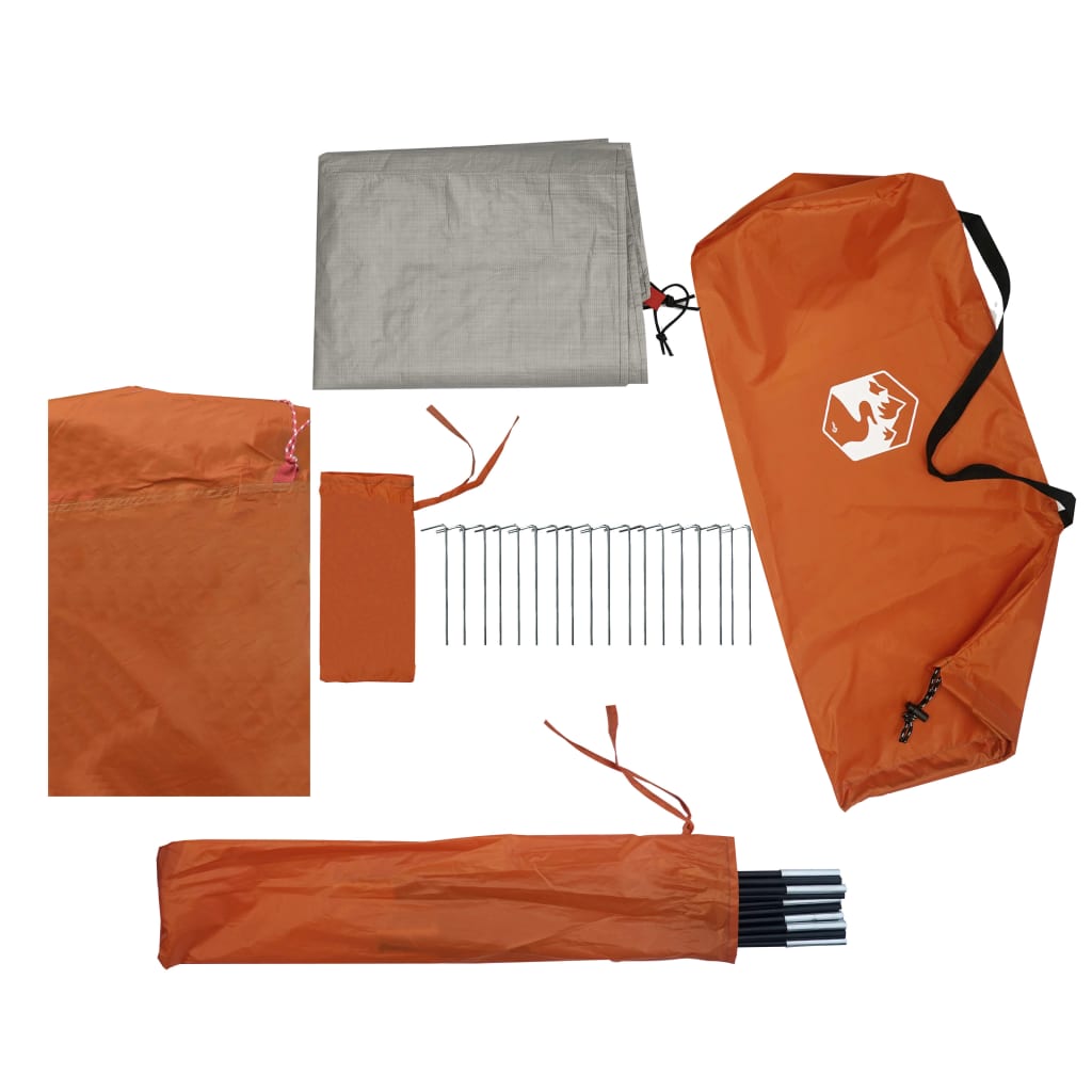 vidaXL Camping Tent Tunnel 4-Person Orange Waterproof