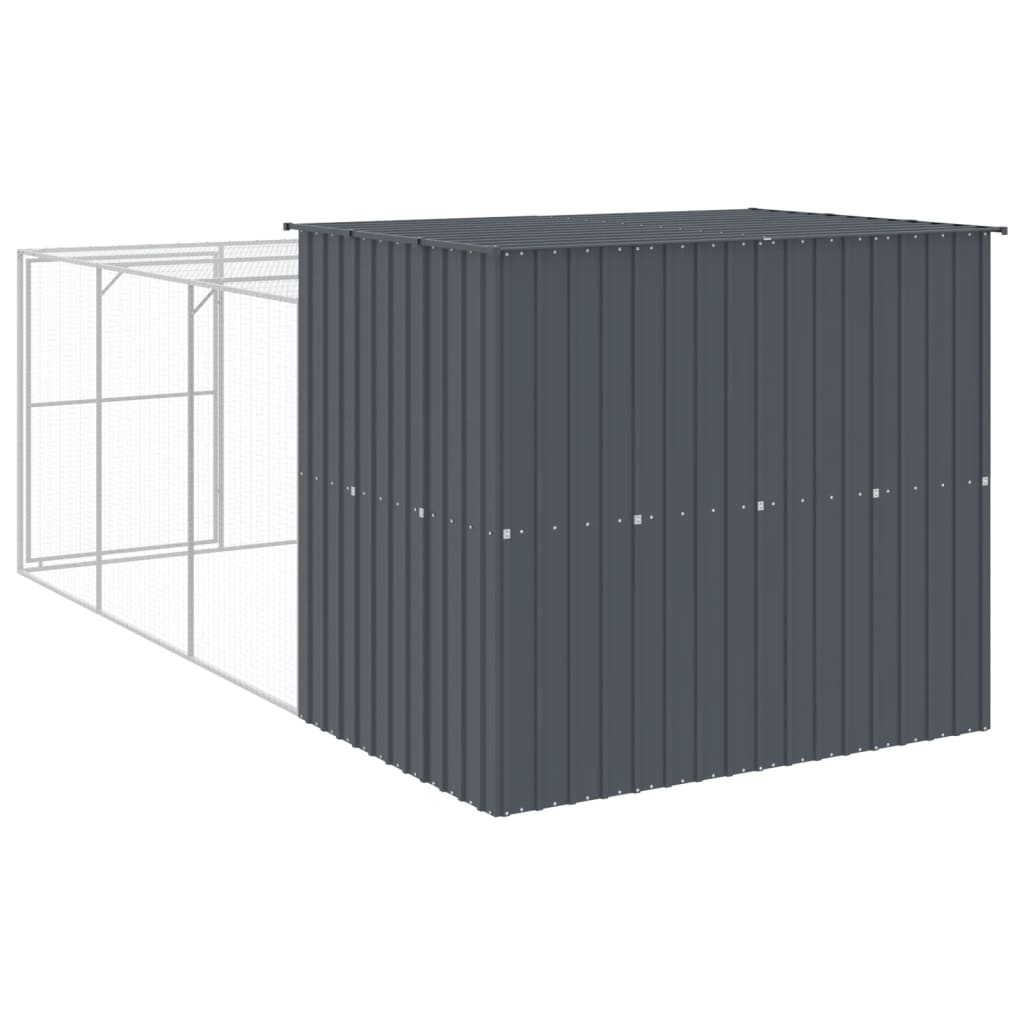 vidaXL Dog House with Run Anthracite 214x457x181 cm Galvanised Steel