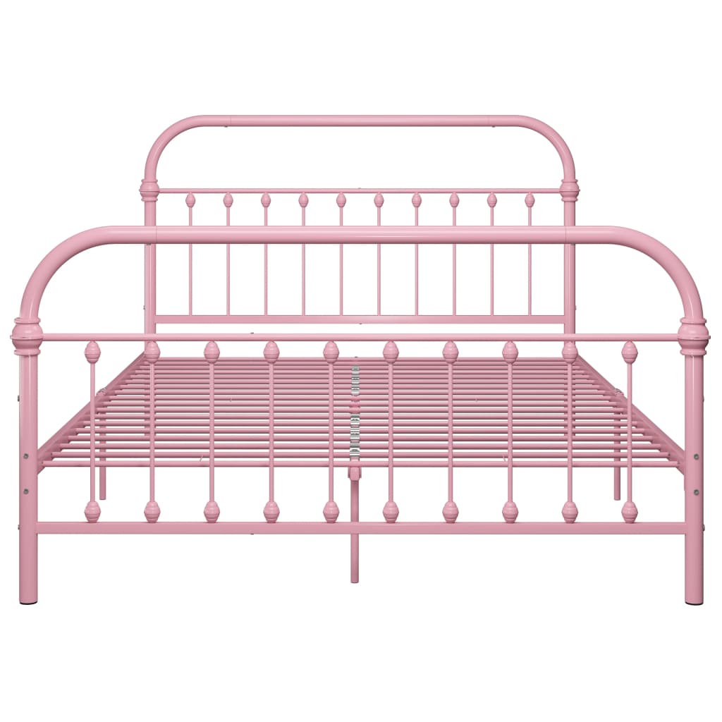 vidaXL Bed Frame without Mattress Pink Metal 160x200 cm