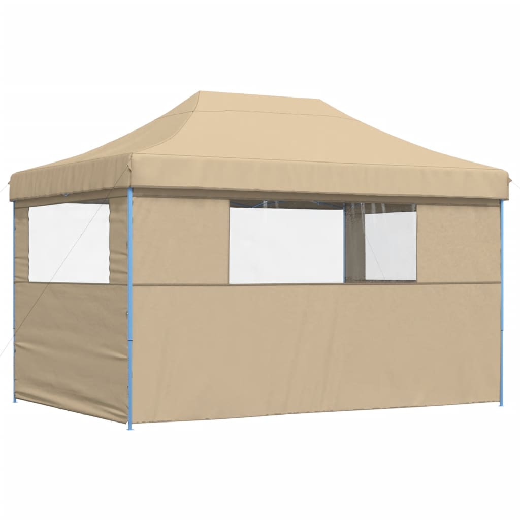 vidaXL Foldable Party Tent Pop-Up with 3 Sidewalls Beige