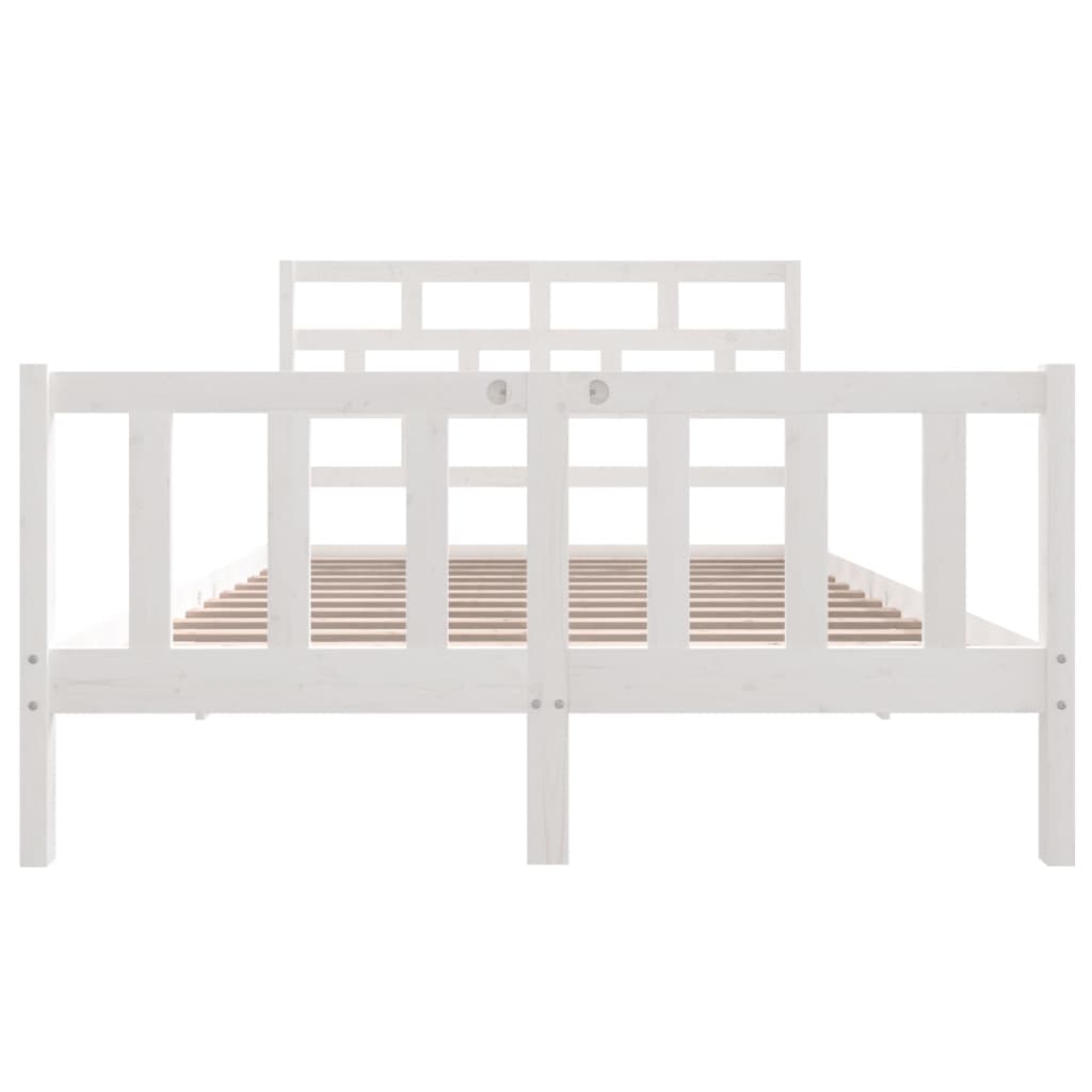 vidaXL Bed Frame without Mattress White Solid Wood 140x200 cm (810083+814195)