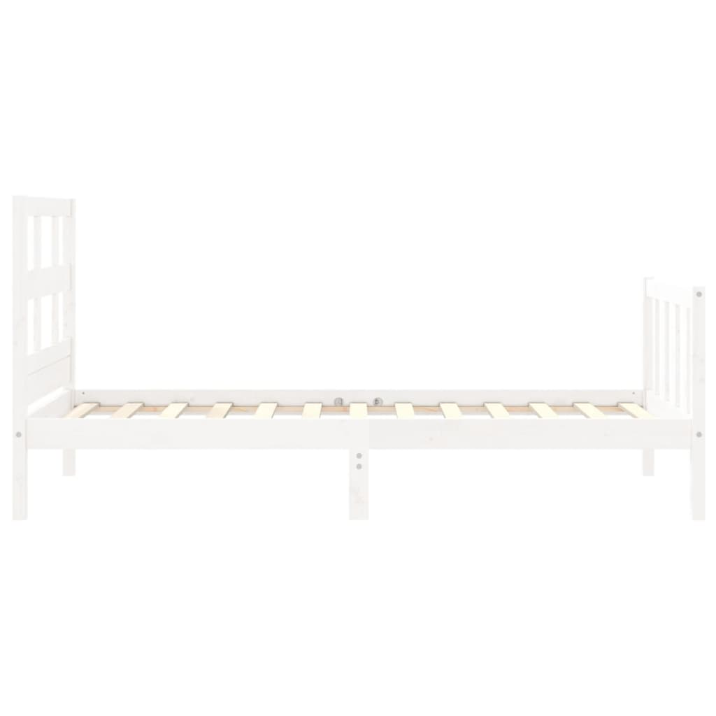 vidaXL Bed Frame without Mattress White Small Single Solid Wood Pine