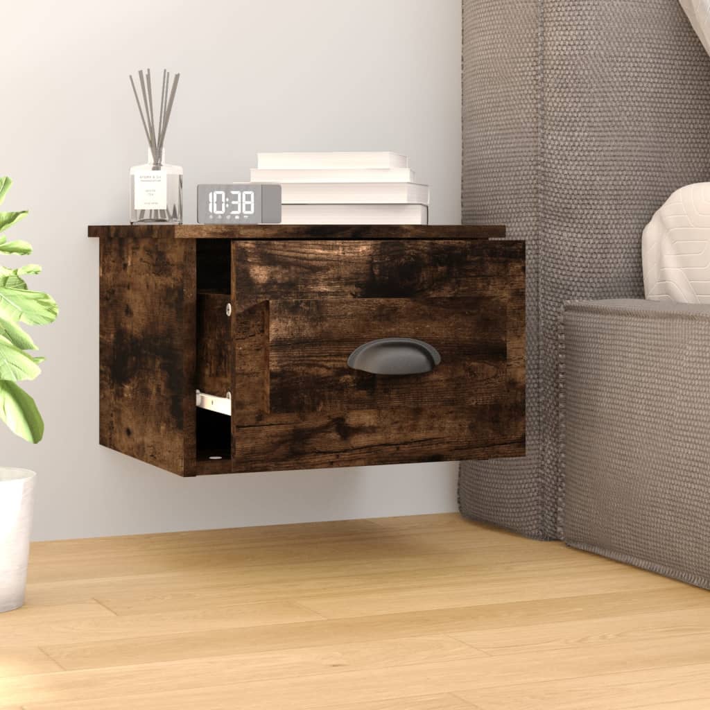 vidaXL Wall-mounted Bedside Cabinet Smoked Oak 41.5x36x28cm