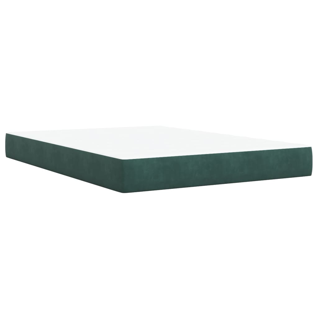 vidaXL Box Spring Bed with Mattress Dark Green 140x190 cm Velvet