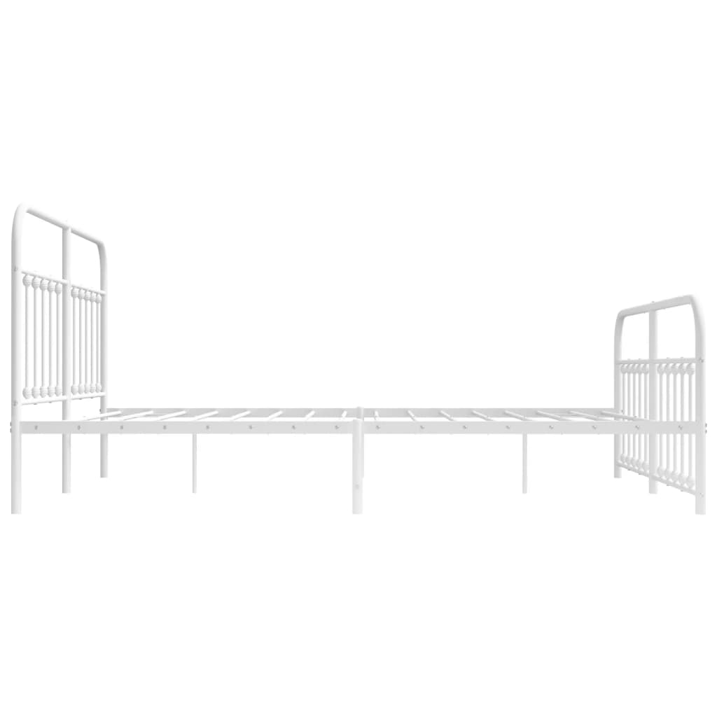 vidaXL Metal Bed Frame without Mattress with Footboard White 183x213 cm