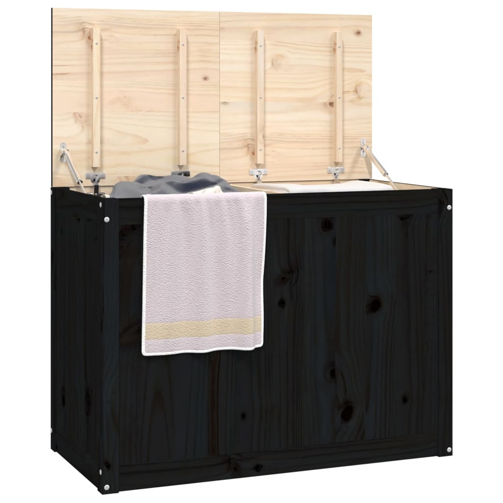 vidaXL Laundry Box Black 88.5x44x66 cm Solid Wood Pine