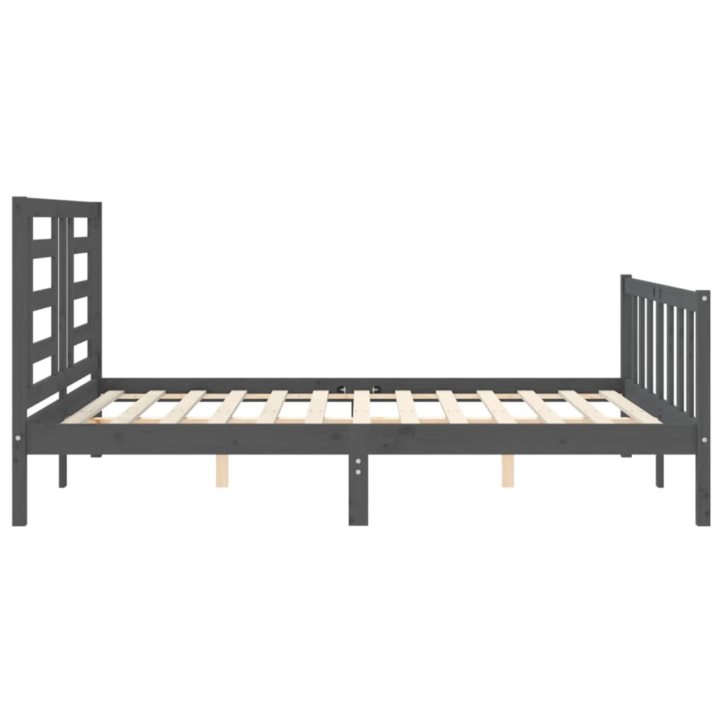 vidaXL Bed Frame without Mattress Grey King Size Solid Wood Pine