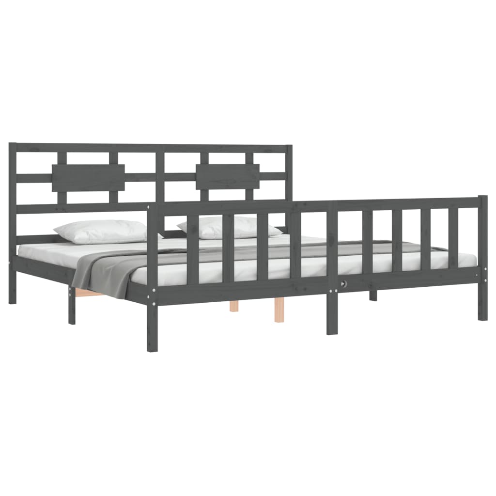 vidaXL Bed Frame without Mattress Grey 200x200 cm Solid Wood Pine