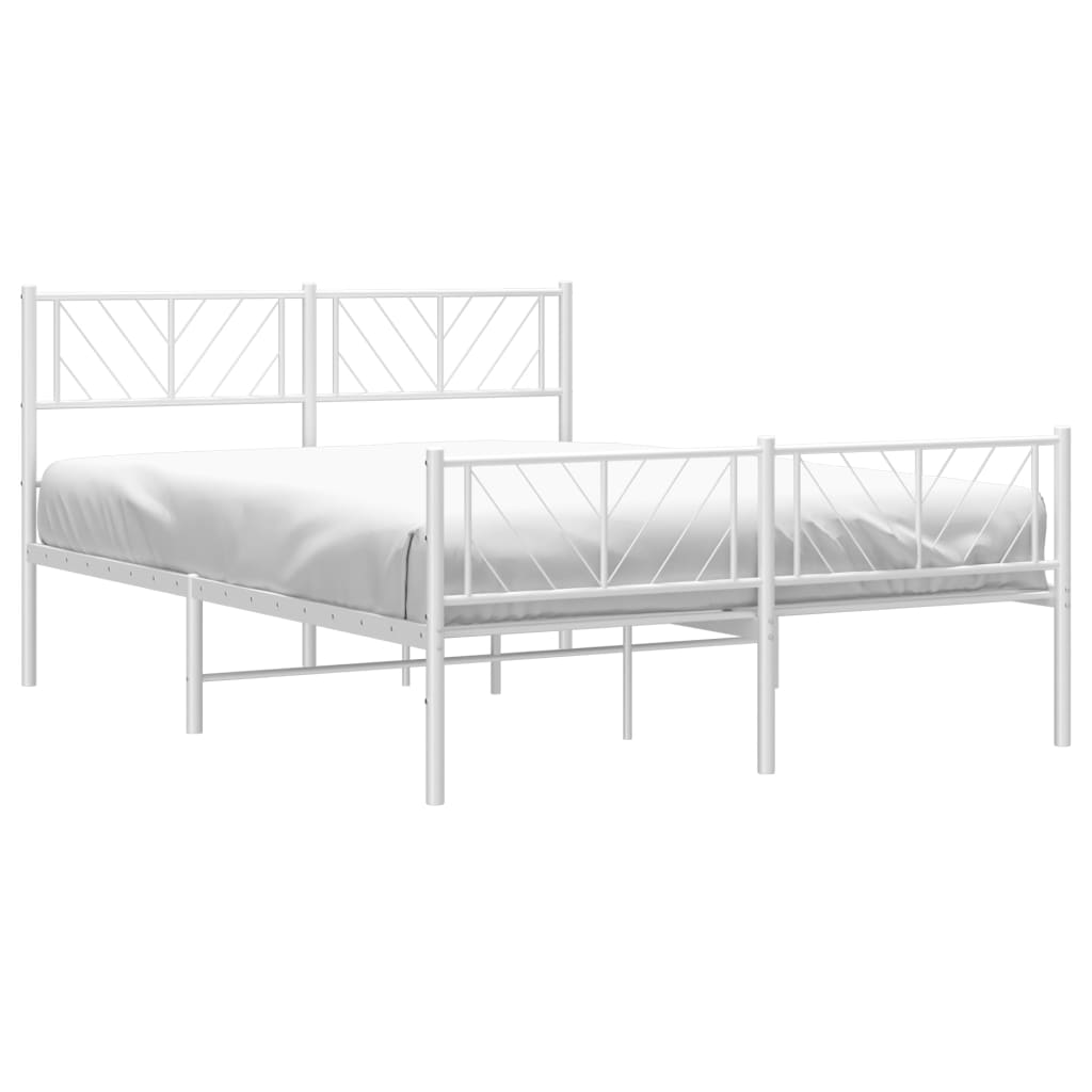 vidaXL Metal Bed Frame without Mattress with Footboard White 150x200 cm King Size