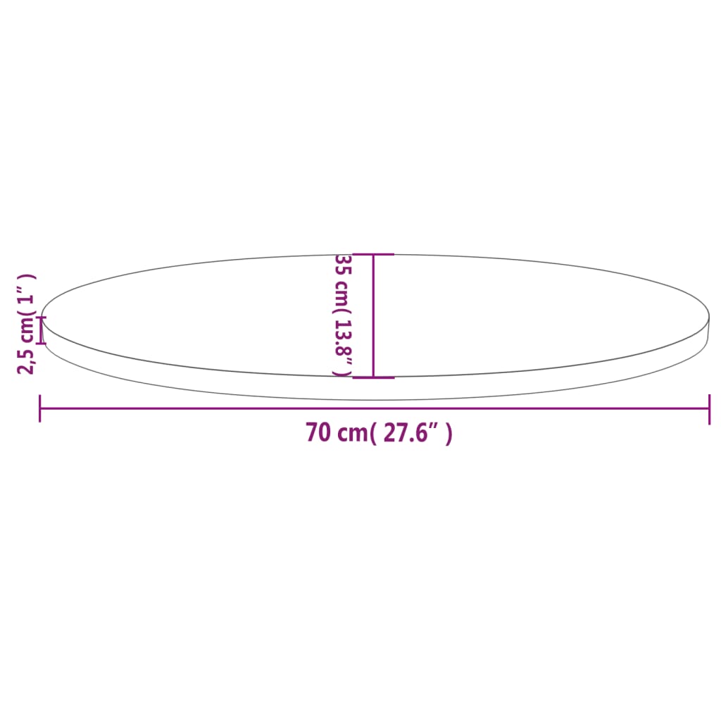 vidaXL Table Top 70x35x2.5 cm Solid Wood Pine Oval