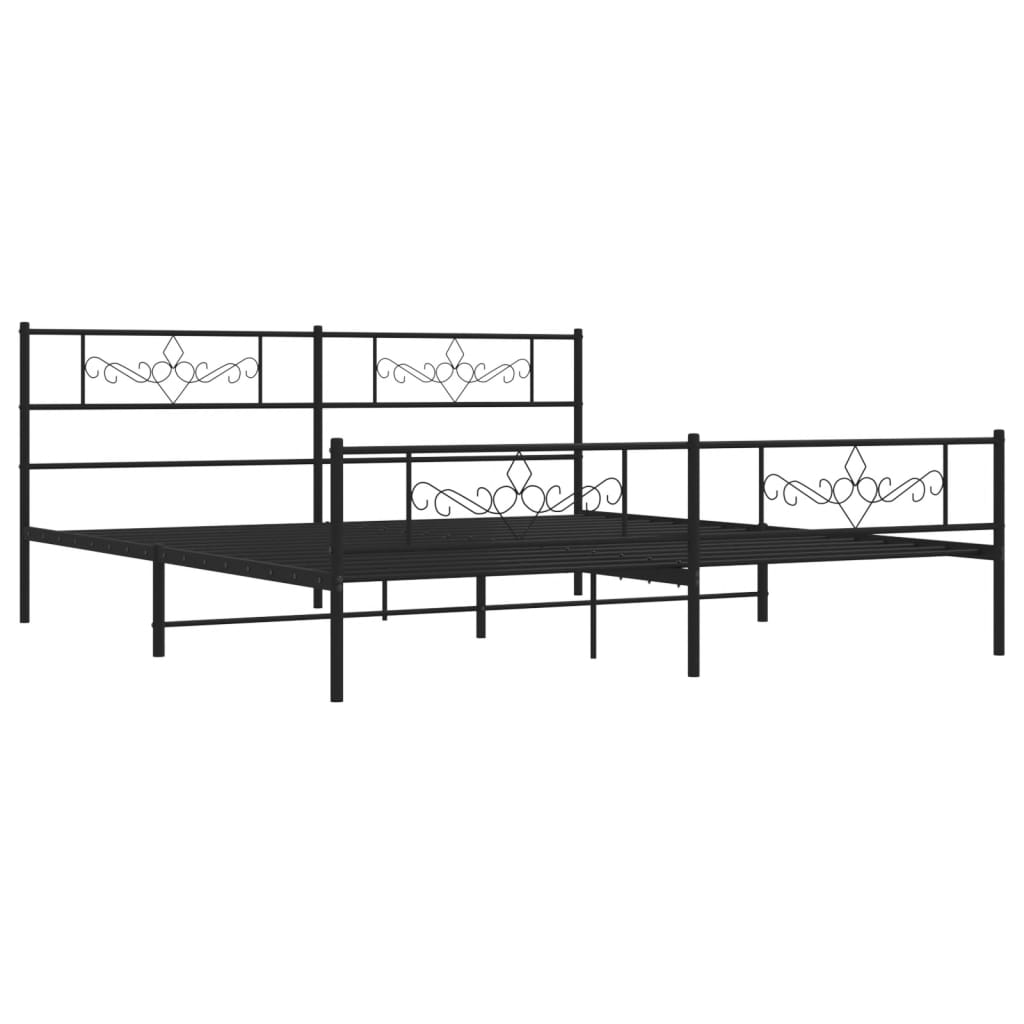 vidaXL Metal Bed Frame without Mattress with Footboard Black 193x203 cm