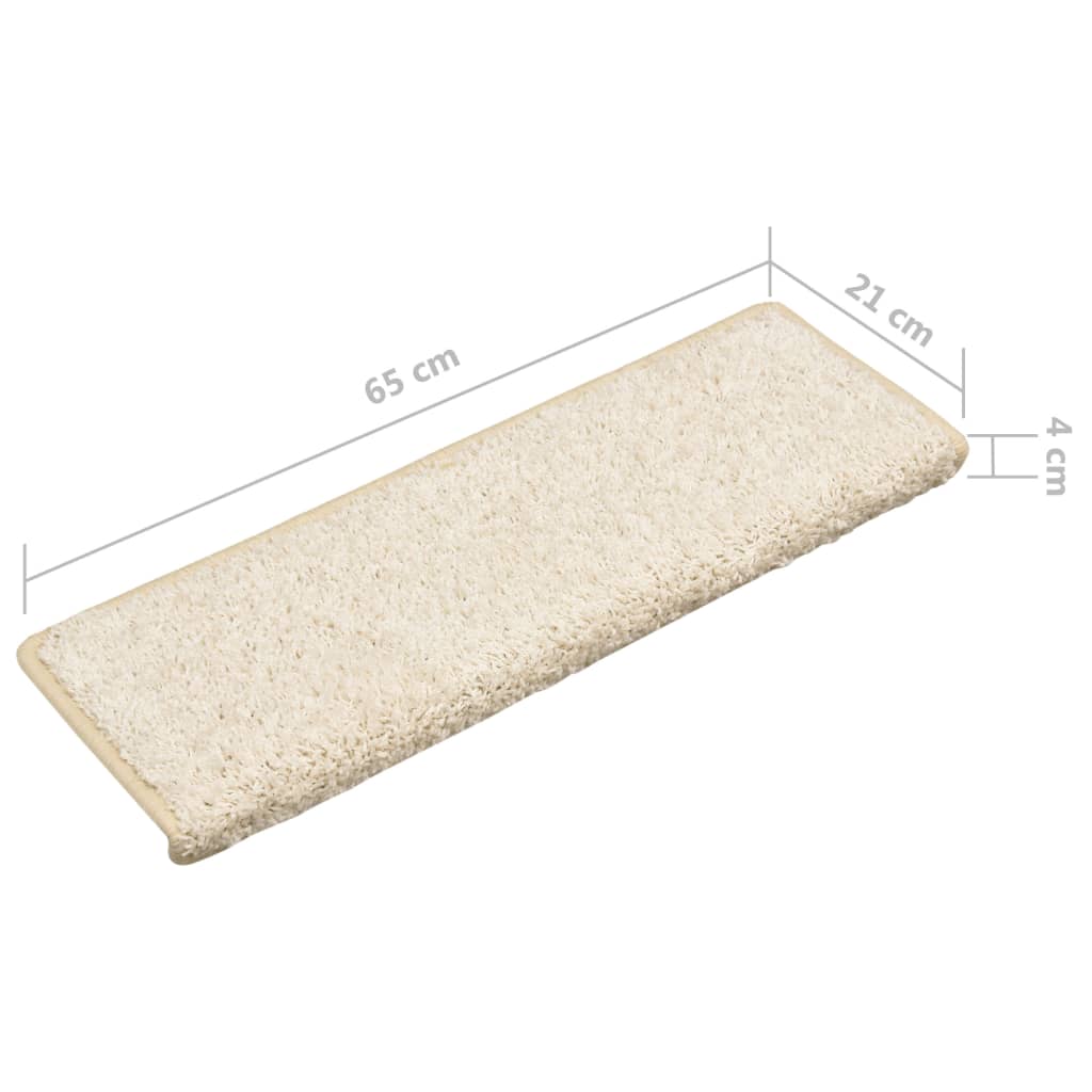 vidaXL Carpet Stair Treads 15 pcs 65x21x4 cm White