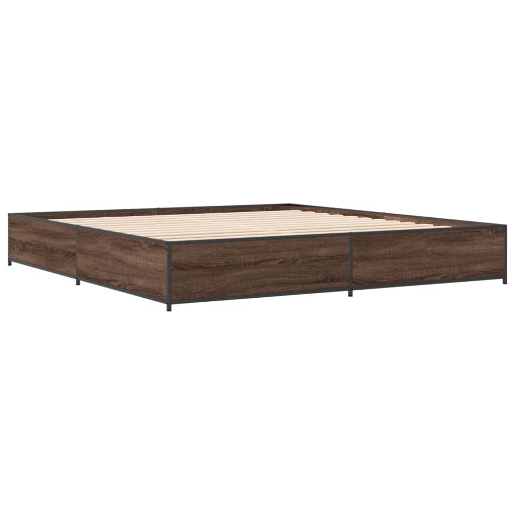 vidaXL Bed Frame without Mattress Brown Oak 180x200 cm Super King